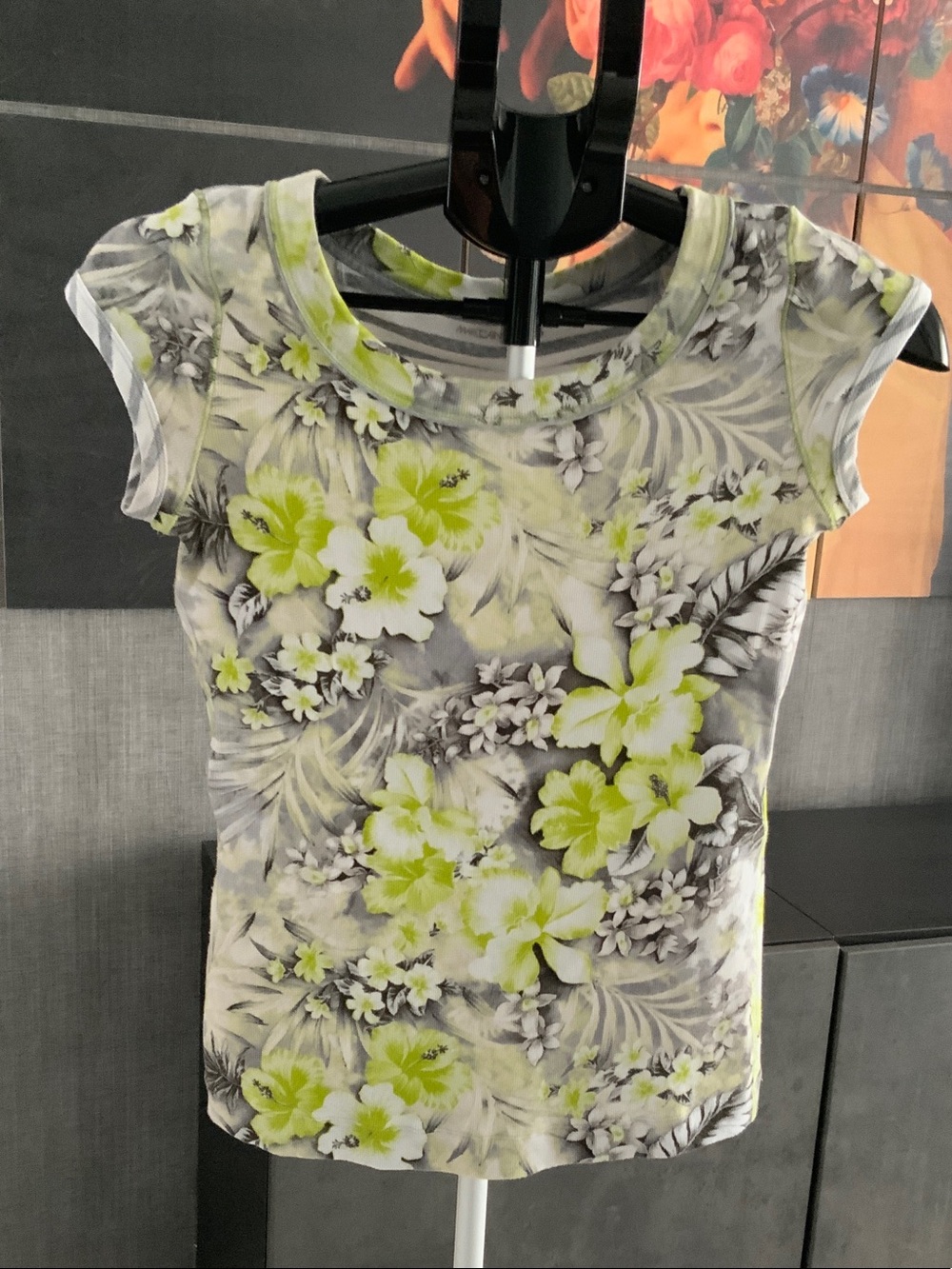 Marc Cain Floral Crew Neck Women’s Top - Lime Green & Gray N2 US 4